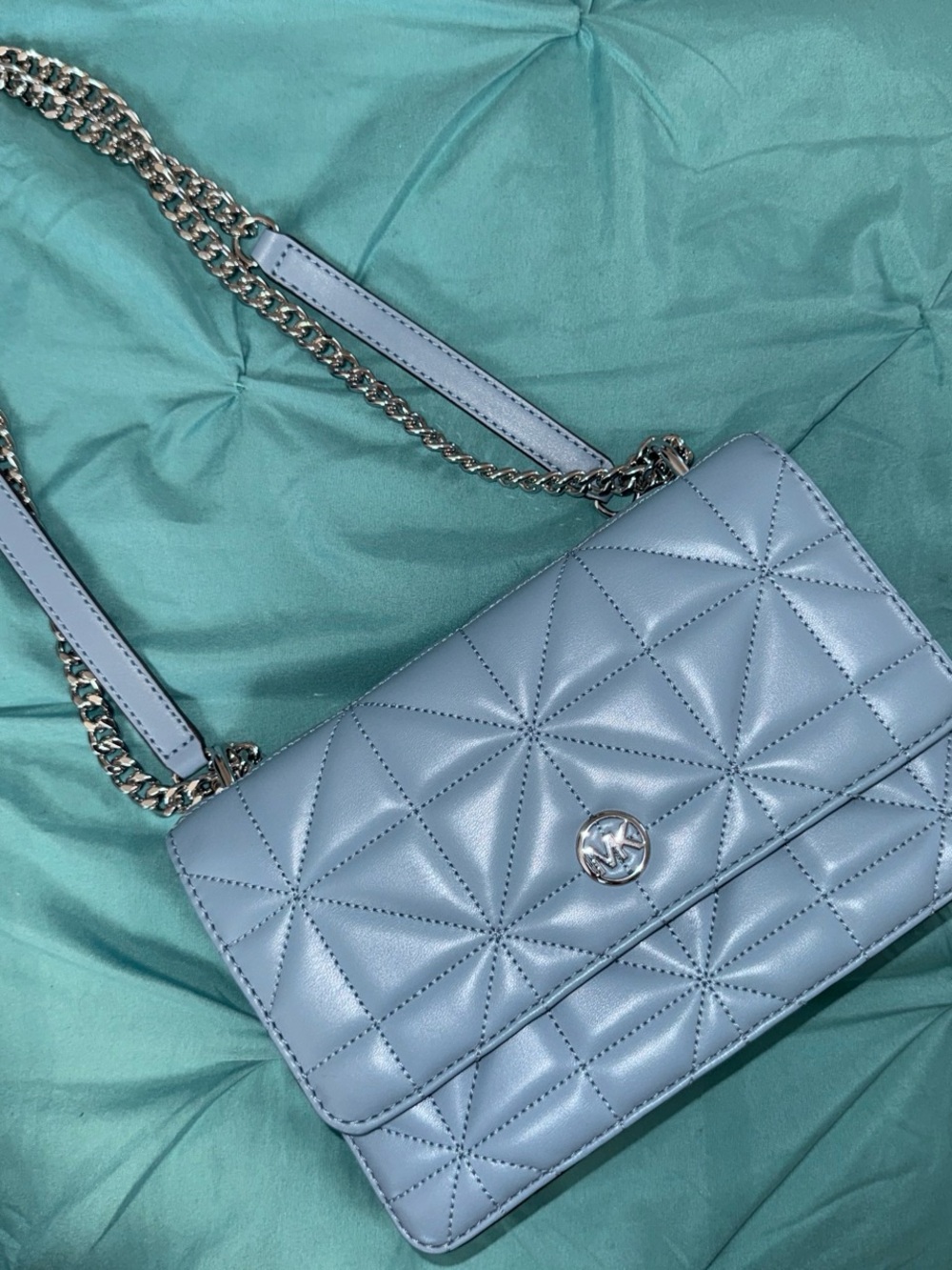 Michael Kors (Solid Pastel Blue) Crossbody Bag with Chain Strap